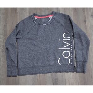 Calvin Klein Performance Gray Cotton Knit Crop Pullover Sweatshirt Women S